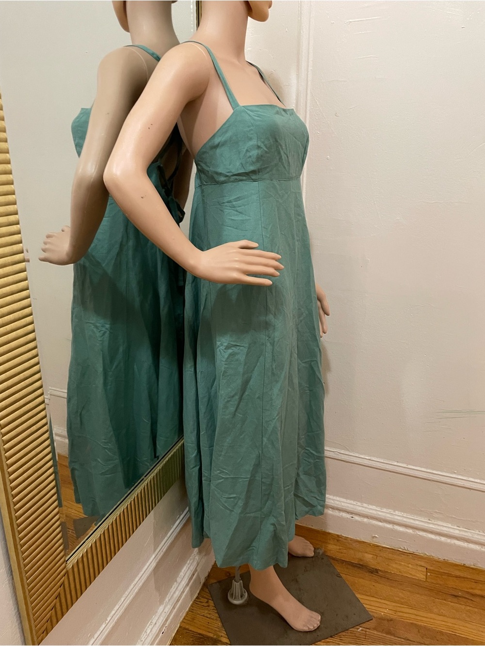 Madewell Linen Square-Neck Midi Dress in Sage - Picture 7 of 12